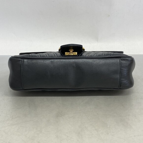 GUCCI Black Leather GG Marmont Shoulder Bag - Picture 3 of 16